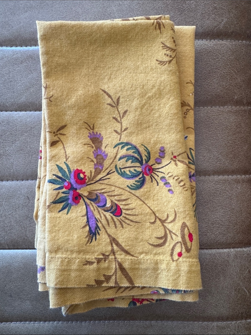 Williams Sonoma Mustard Yellow Floral Napkins